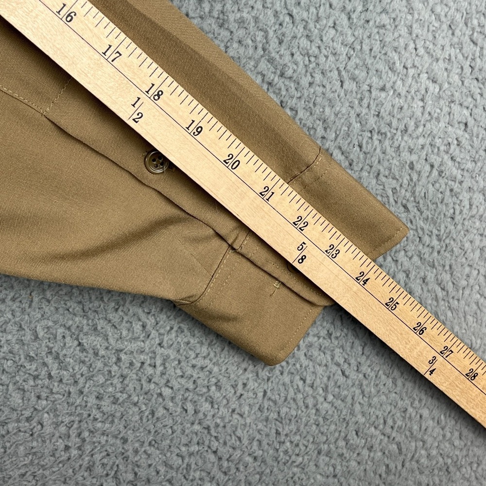 Vintage USMC Marines ACTWU Mens 16 33 Beige Uniform Shirt Polyester Wool Blend - Picture 13 of 13